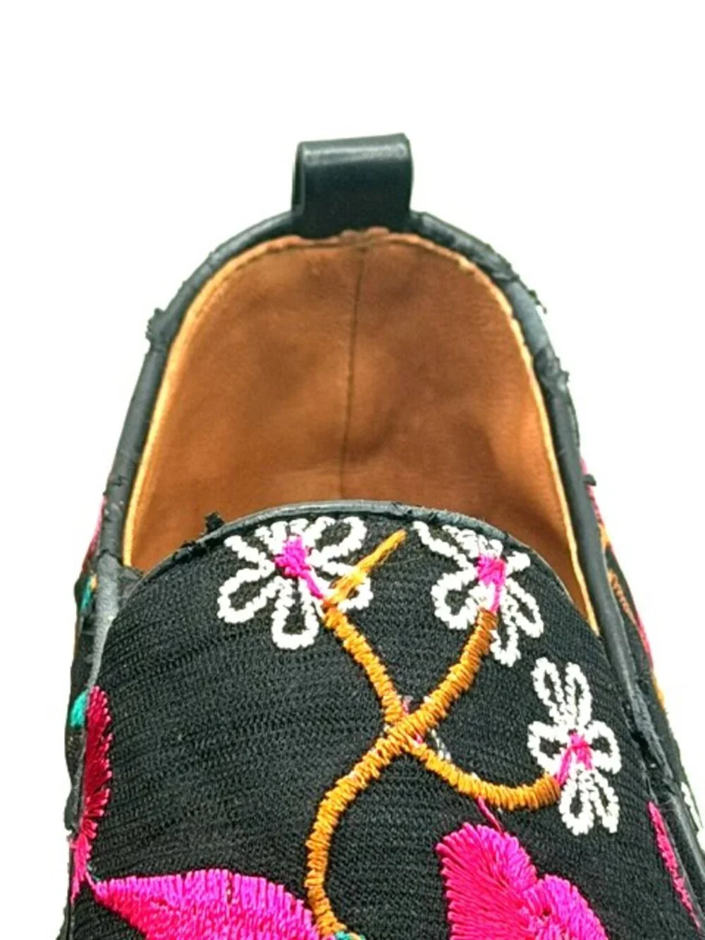 Golo Vivian Floral Embroidered Platform Slip-On Sneakers Black Size 8